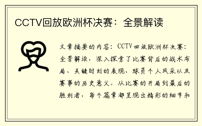 CCTV回放欧洲杯决赛：全景解读